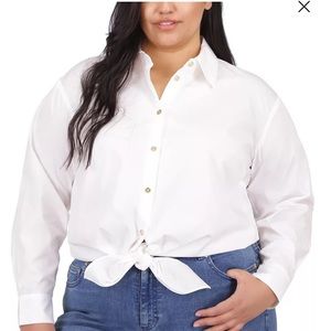 Michael Kors 3x tie front shirt in white